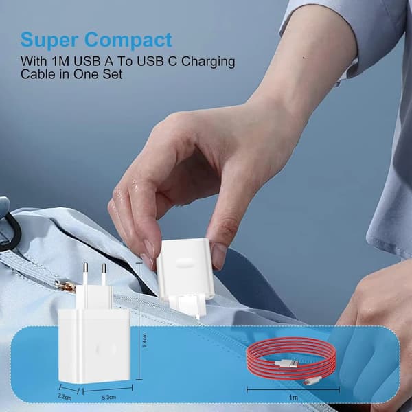 65W USB-opladerkit til Oneplus 10/ACE3/9Pro, med 1M USB C-opladerkabel (kompatibelt)