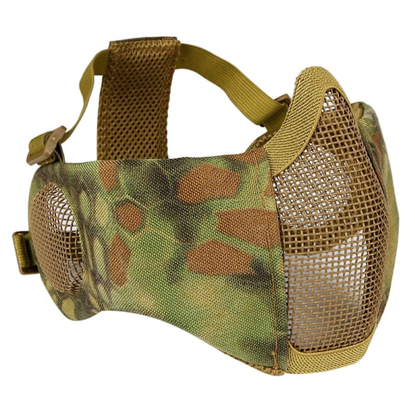 Vikbar Taktisk Halvansiktsmask med Nät och Öronskydd (Python camouflage)