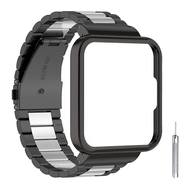 för Redmi Watch 2 Slitskyddsrem Antirostarmband Svettsäker armband Black silver black