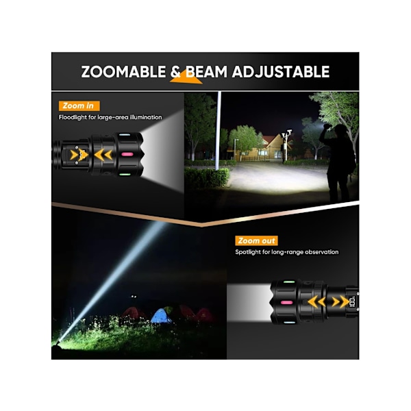 Høj Lumen Lommelygter 3000 Lumen Genopladelige LED Lommelygter Super Lys Lommelygte 5 Tilstande Batteridrevet Lommelygte