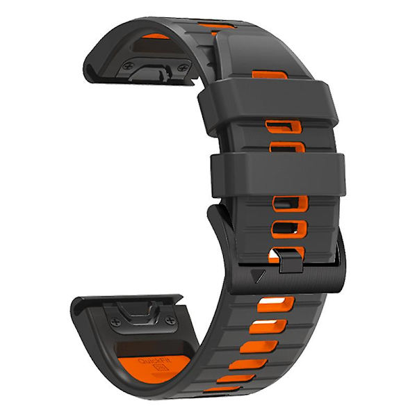 Tvåfärgat ersättningsarmband i silikon till Garmin Fenix 7 Pro / Fenix 7 Charcoal Grey Orange