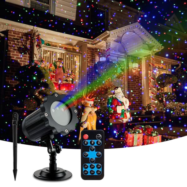 Bevegelig RGB-projektor lysshow laserprojeksjon med RF-fjernkontroll og timer
