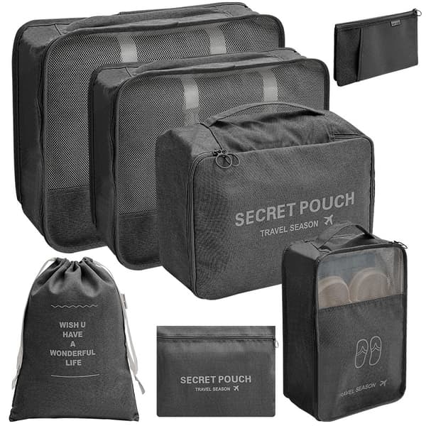Resväska Organizer Set, 7-pack (Svart)