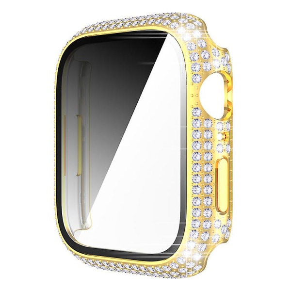 Cover Apple Watch case 45mm 41mm 40mm 44mm Lisävarusteet Diamond Näytönsuoja Karkaistu lasi Iwatch Series 7 3 4 8 5 6 Se 44mm series 654SE gold