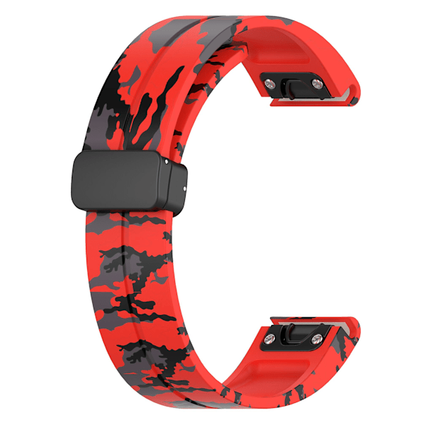 Sort spænde 22mm camouflage urrem til Garmin Fenix 7/ Forerunner 965/955/945/935 Camo Red