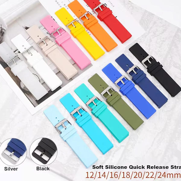 20mm Universal Silikon Armband Sport Rem Sport Rem Armband med Silver Spänne Baby Blue