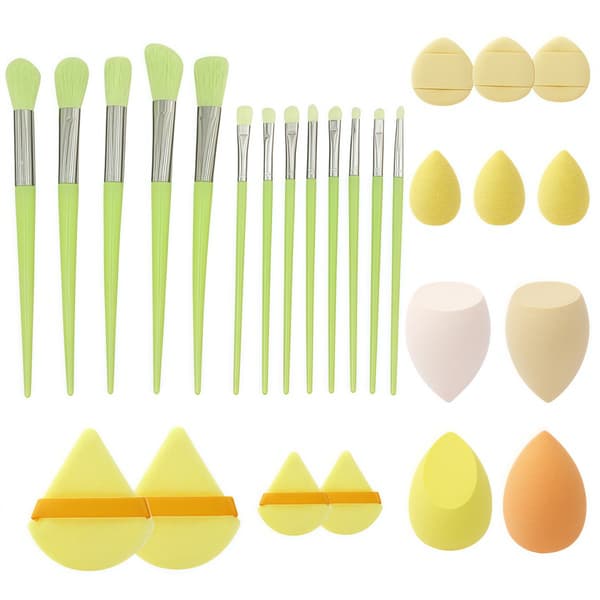 Sminkborstset Fluorescerande Grön (27-pack)