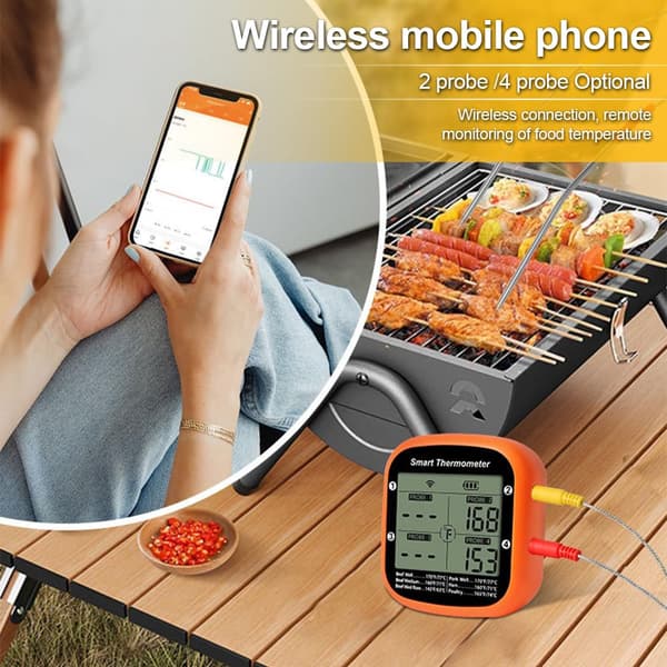 Trådlös digital kötttermometer, omedelbar avläsning, appkontroll med stativ