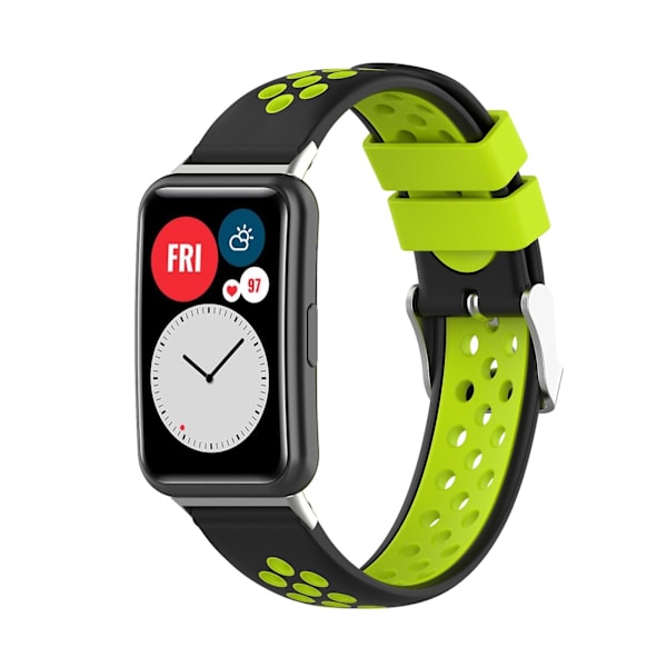 Huawei Watch Fit 18mm silikoninen kaksiväriranneke Black Green