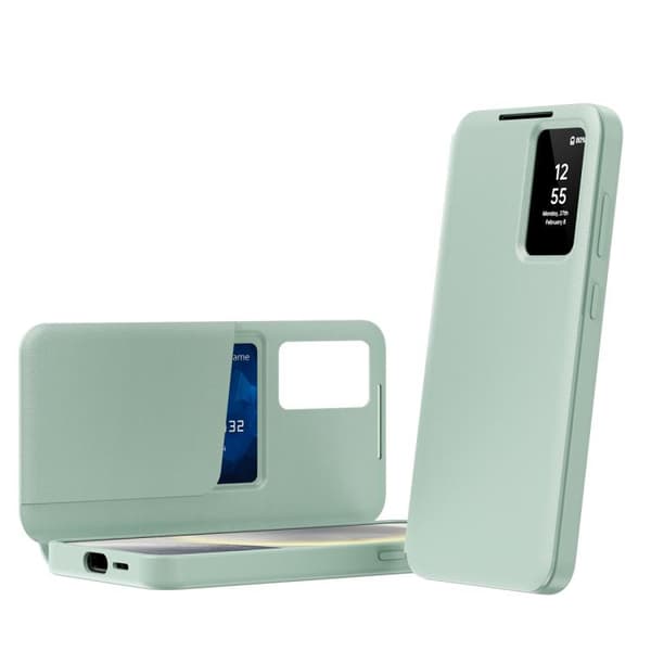 Etui til Samsung Galaxy S26 Plus, Smartvindu med kortinnsetting (Lys grønn)