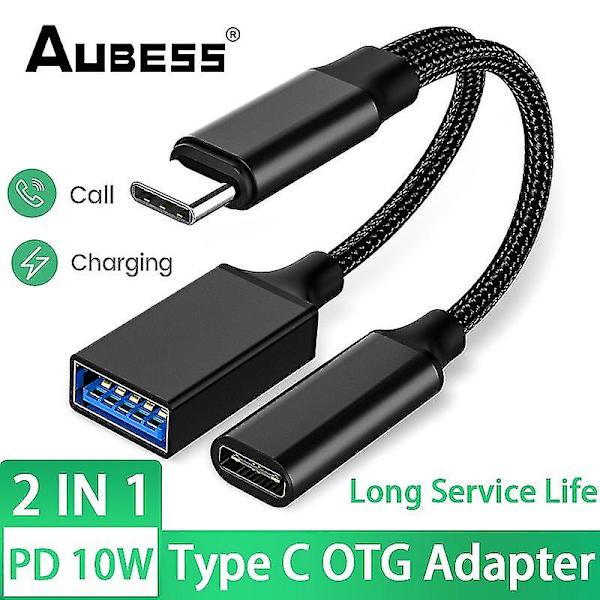 2-i-1 OTG-adapterkabel USB 3.0 til Micro USB Type C-data til synkroniseringsadapter til Huawei til Macbook U Disk OTG til Huawei/Xiaomi silver