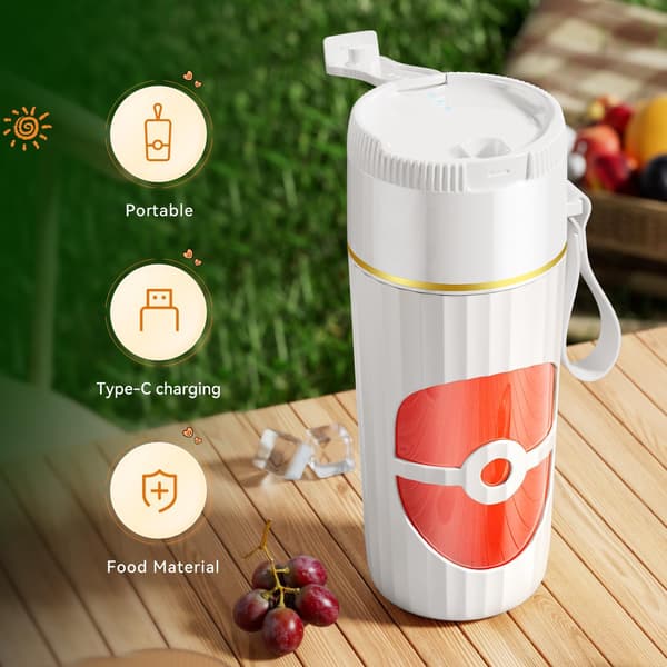 Blender, 8-bladig glaskropp & USB-C uppladdningsbar för juice, 400ML (vit)