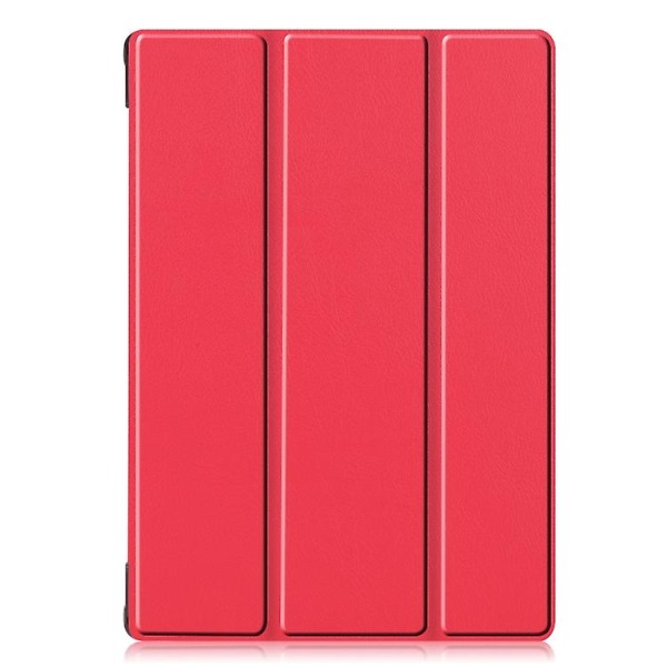 For Lenovo M10 Fhd Rel Tb-x605fc Custer-mønster Pure Color Horisontal Flip-lærveske med tre-foldbar holder/vekke-opp/søvnfunksjon Red