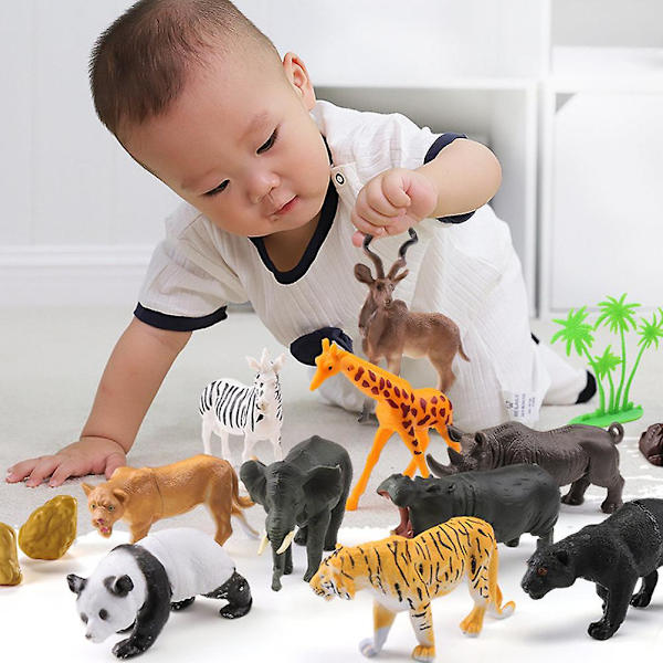 1 sæt af 58 stk. Plast Dyr Legetøj Simulering Skov Zoo Model Legetøj Børne Legetøj