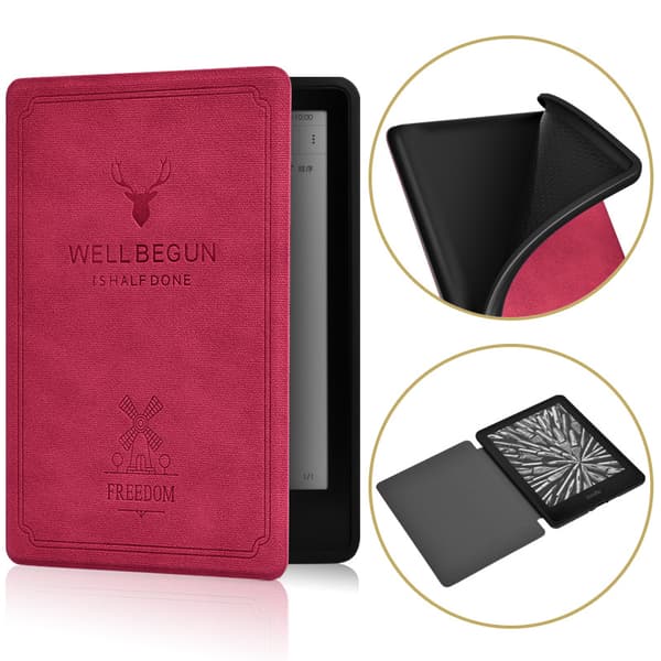 Fodral - För Kindle Paperwhite 12:e generationens 7-tumsmodell, Älgprägling (Magenta)