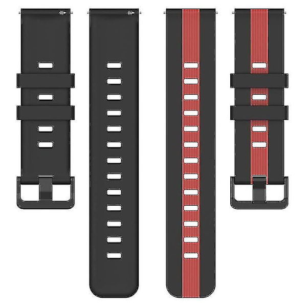 Til Huawei Watch GT 3 42mm/Watch GT Silikone Urrem Bredde 20mm Dobbelt Blød Rem Black Red C Samsung Galaxy Watch 5