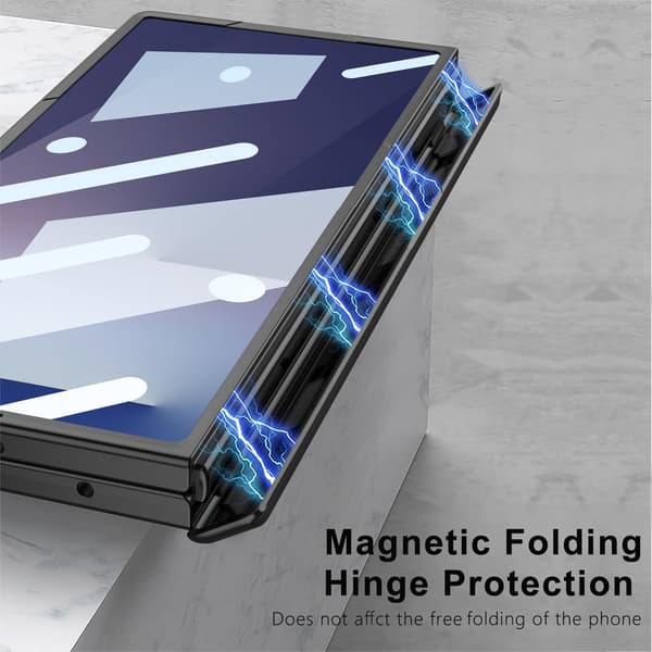 Etui til Samsung Galaxy Z Fold7, med pen og magnetisk hængselbeskyttelse Silver