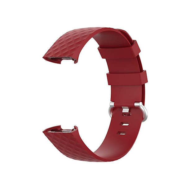 18mm Silverfärgat spänne TPU handledsrem armband för Fitbit Charge 4 / Charge 3 SE, Storlek: L Red