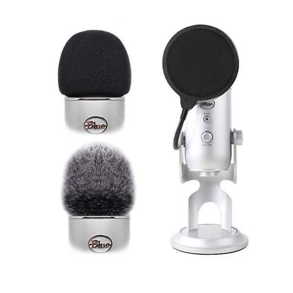 Velegnet til Blue Yeti Pro Studio Mikrofon Svampe Cover Blue Yeti/yeti Pro Windscreen Mikrofon Spray Proof Fluff Cover black fur coat