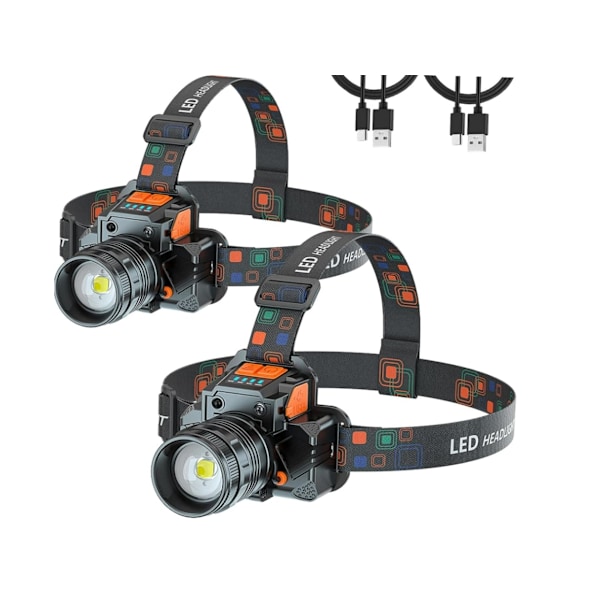Superstark Uppladdningsbar LED-pannlampa med Rörelsesensor 3 Lägen Zoom Vattentät Strålkastare för Utomhusvandring Camping