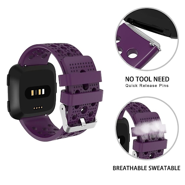 For FITBIT Versa Breathable Watch Band(White) For FITBIT Versa Purple