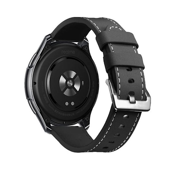 för realme-Watch T1 Band Justerbart Smartwatch Armband Läder Anti-Scratch Black
