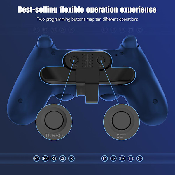 Paddles til PS4-controller, bagknap-tilbehør til PS4, controller-paddles til PS4, Turbo-funktion/hukommelsesfunktion/plug and play, PS4-controller A