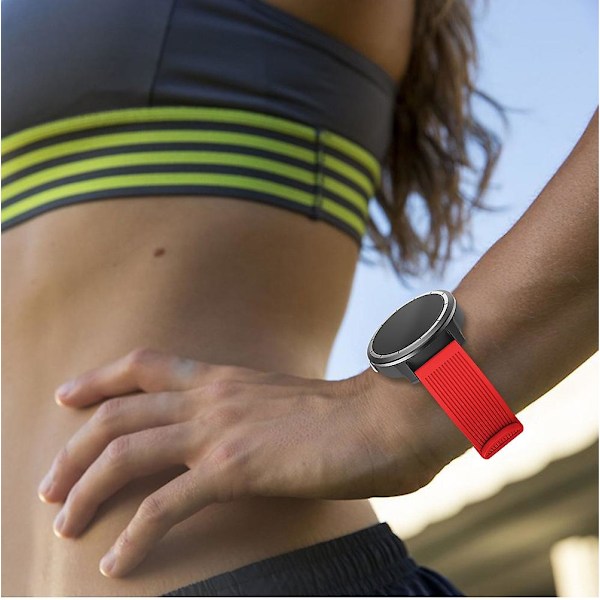 20mm Striper Tekstur Silikon Rem for Garmin Vivoactive 3 Justerbar Remstropp Red E Garmin Vivoactive 3