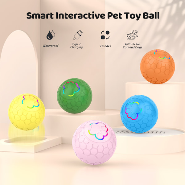 Pet Active Rullande Boll, Smart Roterande Hundbollsleksak (Blå)