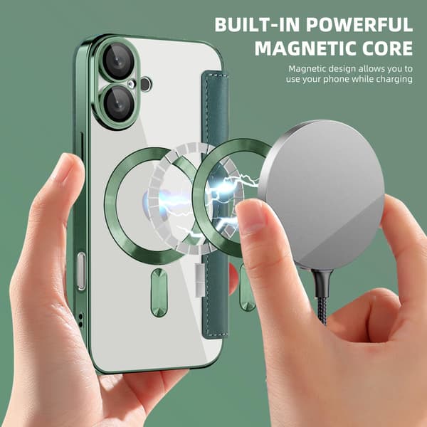 Fodral för iPhone 16 Plus kompatibel med MagSafe (grön)