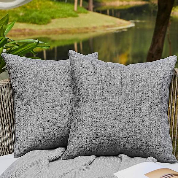 Utomhuskuddar för utemöbler Vattentäta kuddfodral Fyrkantiga Trädgårdskudde Bondgård Linne Sängkuddsöverdrag Skal för uteplats Tält Soffa 18x1 Dark Grey 20 * 20 Inch