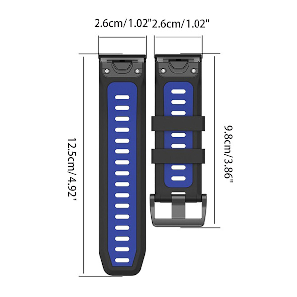 Silikonarmbandsbälte för Fenix ​​7X Watch Soft Strap Loop Armband Black blue