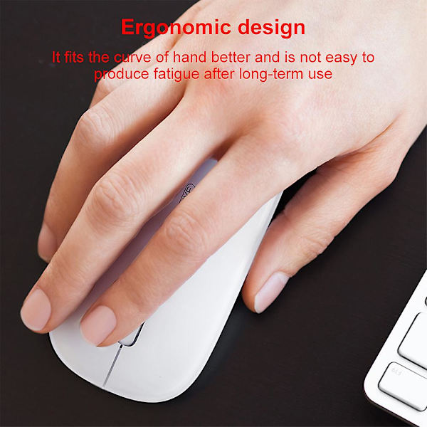 Dual Mode Version 2,4 g trådlös mus, Mute Silent Mini optiska sladdlösa möss, ultratunn 1600 dpi trådlös mus kompatibel med bärbar dator, dator, bärbar dator Silver