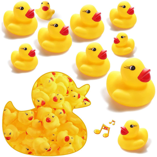 100 stycken Mini Gul Gummi Bath Duck Float Ducks Mini Gummi Duckies Bulk