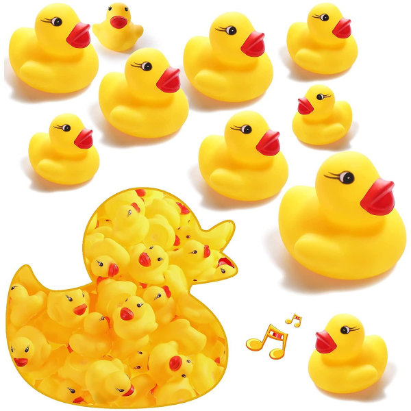 100 stykker Mini Gul Gummi Bad Duck Float Ducks Mini Gummi Duckies Bulk