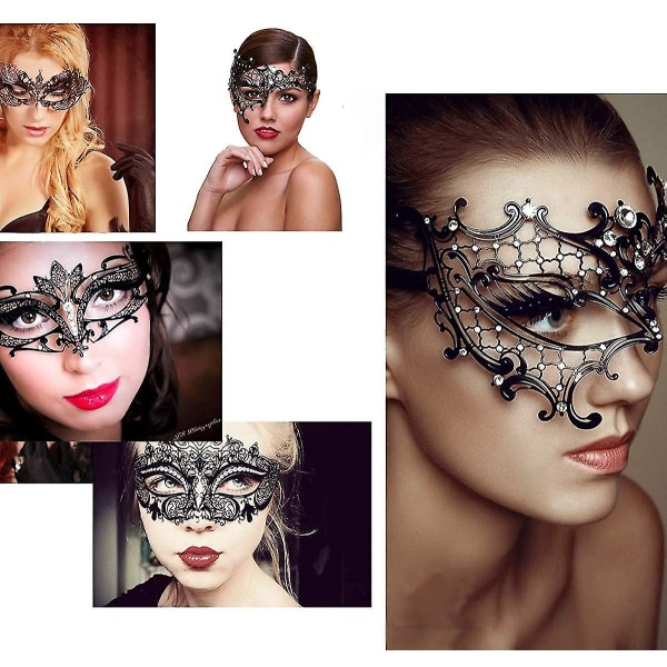 Maskerade maske for kvinner metall maske skinnende rhinestone venetiansk fest kveld ball ball maske bar kostymer tilbehør Butterfly