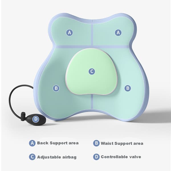 Ristiselän tukityyny, puhallettava ergonominen (harmaa) Gray