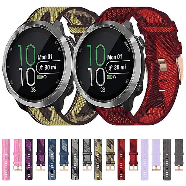 För Garmin Forerunner 645 Music 20mm Nylon Woven Watch Band BJK Blue