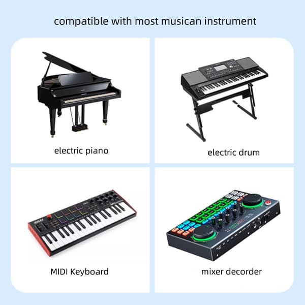 Sovittimet 2-in-1 Type-C, Lightning–USB-B MIDI-instrumentti-/tulostinkaapeli (musta)