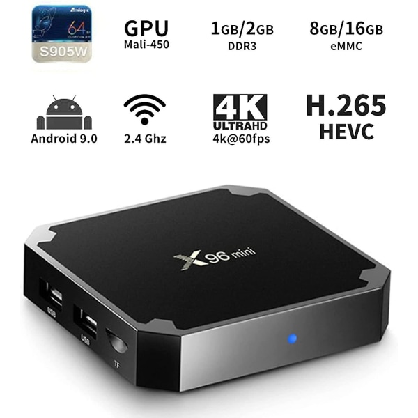 X96 Mini iptv Multimedia Streaming Android 9.0 Box / 4K Ultra HD WiFi TV Box med Amlogic S905W Quad-Core