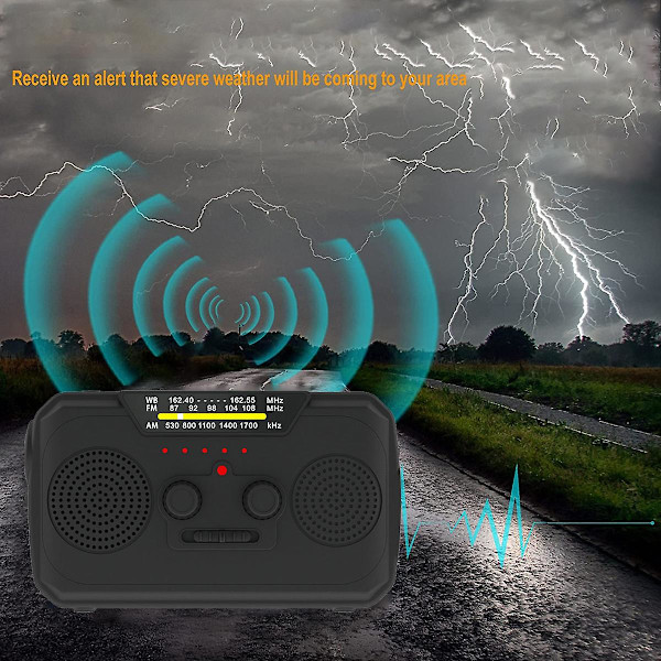 Nödhandvevsradio med LED-ficklampa för nödsituationer, Am/fm/wb bärbar väderradio, USB uppladdningsbar black