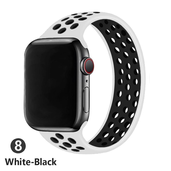 Solo løkkestropp for Apple Watch Band 44 mm 40 mm 38 mm 42 mm pustende silikon elastisk belte armbånd Iwatch Series 3 4 5 Se 6 38mm or 40mmL white black