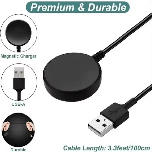 Laddare för Samsung Galaxy Watch 7 5Pro 5 4 3 Active 2, USB 100 cm