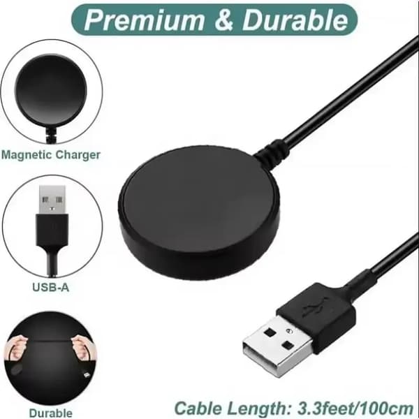 Oplader til Samsung Galaxy Watch 7 5Pro 5 4 3 Active 2, USB 100 cm