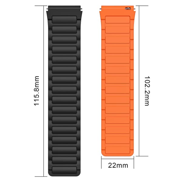 Silikoneurrem til Huawei Watch 4/ 4 Pro/ GT 4 46mm Magnetisk håndledsrem Grey Orange