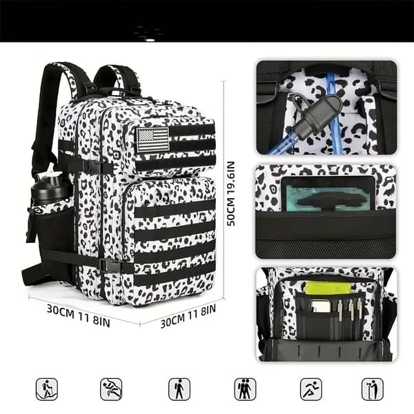 45L Taktisk Vattentät Ryggsäck Med Molle Leopard Print