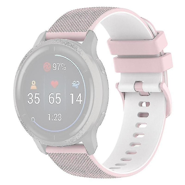 For Garmin Venu2 Plus/Venu Sq/Vivomove Grid Texture Silikone Urrem 20mm Tofarvet Rem Pink White I Garmin Venu 2 Plus