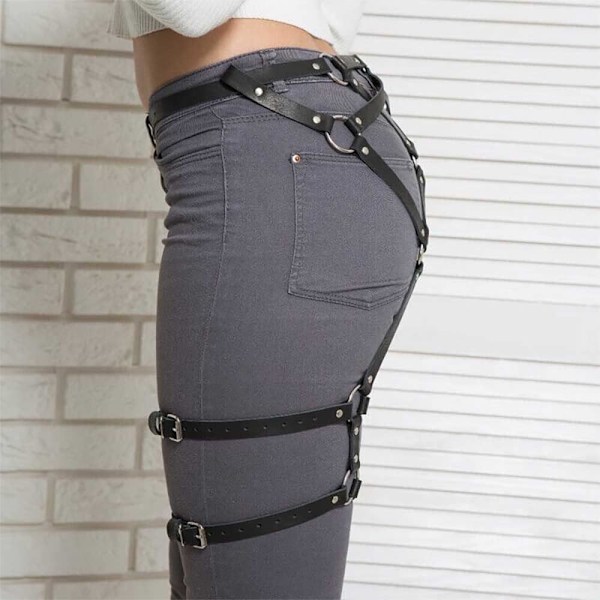 Punk Läder Bodysuit Bälte Hängslen Underkläder Gotisk Strumpebandshållare G