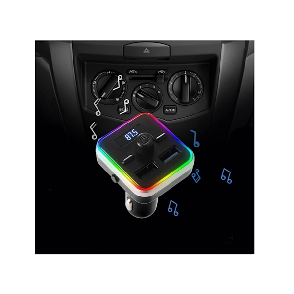 Bluetooth 5.0 FM Transmitter Trådløs Håndfri Bil Mp3 Afspiller Bluetooth Kit FM Modulator Dobbelt USB Oplader RGB Lys