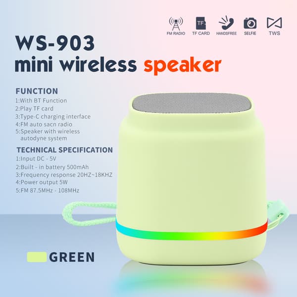 Bluetooth-högtalare Ws-903 Mini Audio Speaker (Grön)